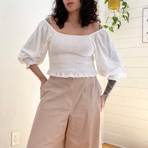 Anthropologie pilcro smocked crop blouse